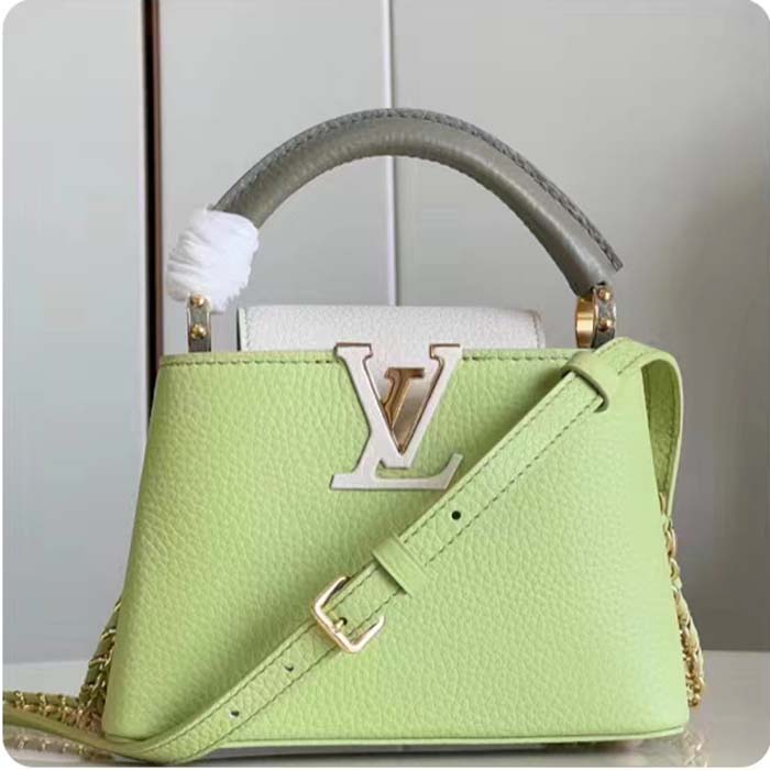 Louis Vuitton Women Capucines Mini Green Taurillon Cowhide Leather Gold-Color Hardware Handbag