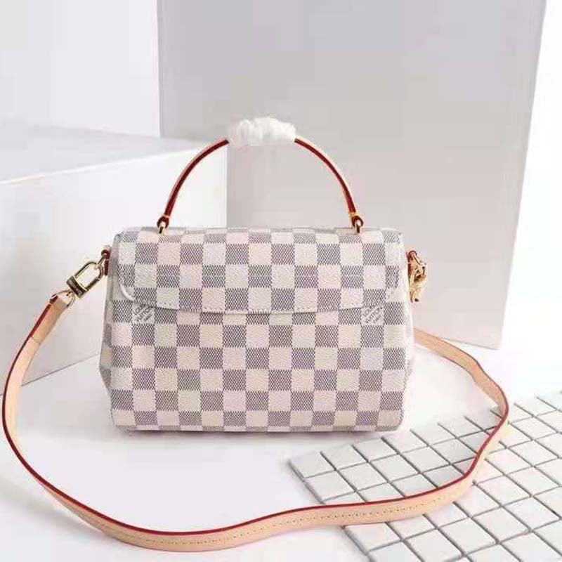 Louis Vuitton Women Croisette Damier Azur Coated Canvas Smooth Cowhide Leather Handbag
