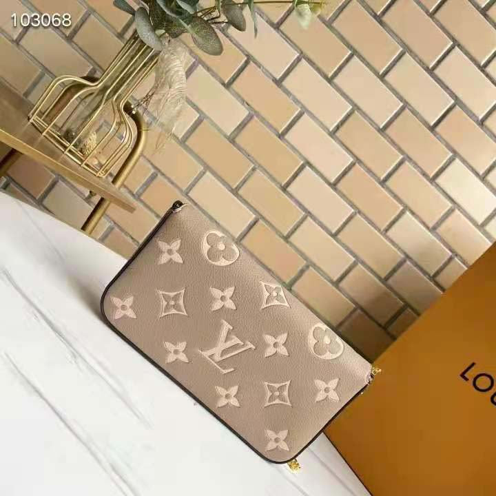 Louis Vuitton Women Félicie Pochette Grey Monogram Empreinte Embossed Supple Grained Cowhide Clutch