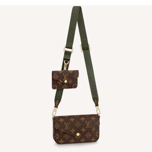 Louis Vuitton Women Félicie Strap & Go Félicie Pochette Khaki Green Monogram Coated Canvas Clutch