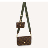 Louis Vuitton Women Félicie Strap & Go Félicie Pochette Khaki Green Monogram Coated Canvas Clutch