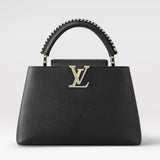 Louis Vuitton Women LV Capucines MM Black Etain Metallic Gray Taurillon Leather Handbag