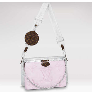 Louis Vuitton Women LV Maxi Multi-Pochette Accessoires Silver Pale Pink Recycled Nylon Econyl Clutch