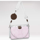Louis Vuitton Women LV Maxi Multi-Pochette Accessoires Silver Pale Pink Recycled Nylon Econyl Clutch