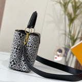 Louis Vuitton Women LV Since 1854 Capucines MM Gray Embroidered Calfskin Cowhide Handbag