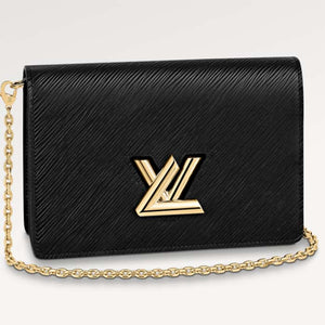 Louis Vuitton Women LV Twist Belt Chain Pouch Black Epi Grained Cowhide Leather Clutch