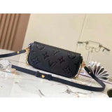 Louis Vuitton Women LV Wallet On Chain Ivy Black Monogram Embossed Supple Grained Cowhide Leather Crossbody