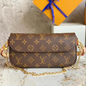 Louis Vuitton Women LV Wallet On Chain Ivy Brown Monogram Coated Canvas Crossbody