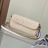 Louis Vuitton Women LV Wallet On Chain Ivy Cream Monogram Embossed Supple Grained Cowhide Leather Crossbody