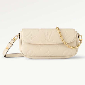 Louis Vuitton Women LV Wallet On Chain Ivy Cream Monogram Embossed Supple Grained Cowhide Leather Crossbody