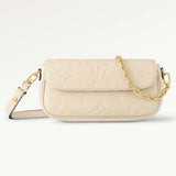 Louis Vuitton Women LV Wallet On Chain Ivy Cream Monogram Embossed Supple Grained Cowhide Leather Crossbody