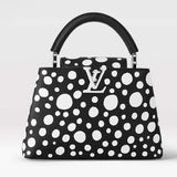 Louis Vuitton Women LV x YK Capucines BB Black White Taurillon Bull Calf Leather Infinity Dots Print Handbag
