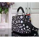 Louis Vuitton Women LV x YK Capucines BB Black White Taurillon Bull Calf Leather Infinity Dots Print Handbag