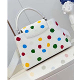 Louis Vuitton Women LV x YK Capucines BB White Taurillon Bull Calf Leather 3D Painted Dots Handbag