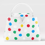 Louis Vuitton Women LV x YK Capucines BB White Taurillon Bull Calf Leather 3D Painted Dots Handbag