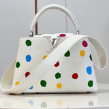 Louis Vuitton Women LV x YK Capucines BB White Taurillon Bull Calf Leather 3D Painted Dots Handbag