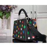 Louis Vuitton Women LV x YK Capucines MM Black Taurillon Bull Calf Leather 3D Painted Dots Print Handbag