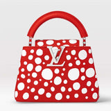Louis Vuitton Women LV x YK Capucines Mini Red Taurillon Bull Calf Leather Infinity Dots Print Handbag