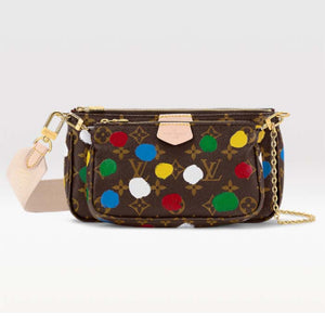 Louis Vuitton Women LV x YK Multi Pochette Accessoires Monogram Coated Canvas 3D Painted Dots Clutch
