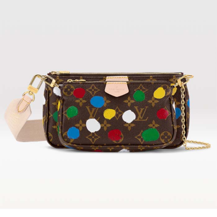 Louis Vuitton Women LV x YK Multi Pochette Accessoires Monogram Coated Canvas 3D Painted Dots Clutch