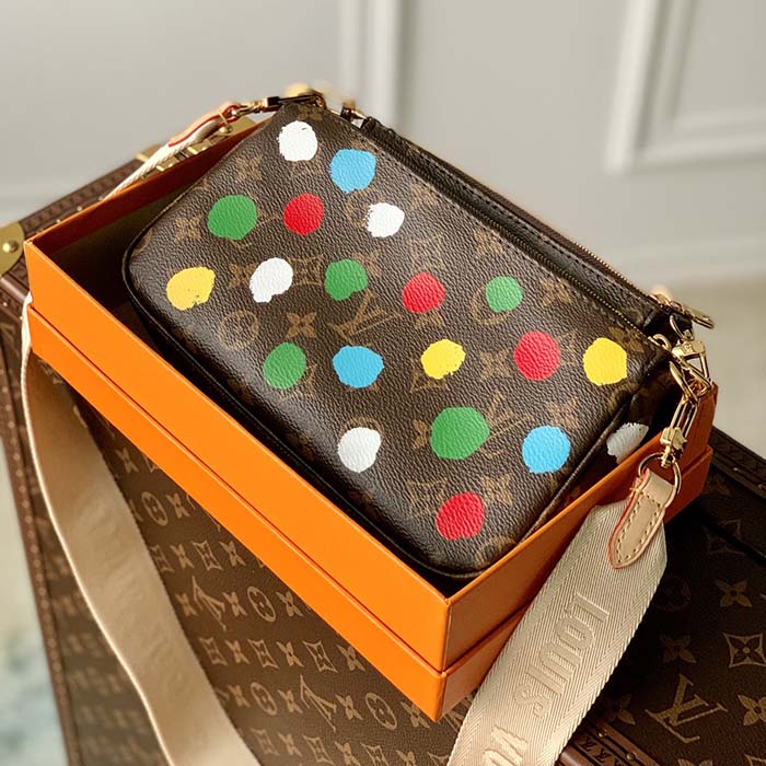 Louis Vuitton Women LV x YK Multi Pochette Accessoires Monogram Coated Canvas 3D Painted Dots Clutch