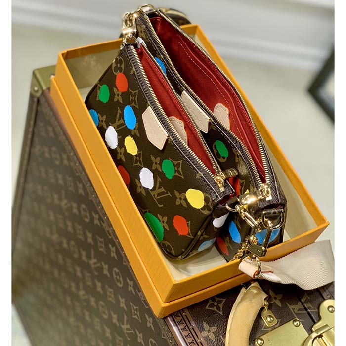 Louis Vuitton Women LV x YK Multi Pochette Accessoires Monogram Coated Canvas 3D Painted Dots Clutch