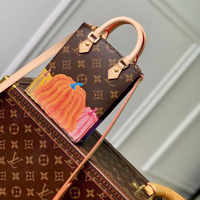 Louis Vuitton Women LV x YK Petit Sac Plat Monogram Coated Canvas Pumpkin Print Handbag