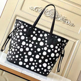Louis Vuitton Women LVxYK Neverfull MM Tote Black White Embossed Grained Monogram Empreinte Cowhide