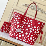 Louis Vuitton Women LVxYK Neverfull MM Tote Red White Embossed Grained Monogram Empreinte Cowhide