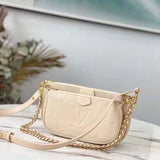Louis Vuitton Women Multi Pochette Accessoires Cream Embossed Supple Grained Cowhide Clutch
