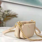 Louis Vuitton Women Multi Pochette Accessoires Cream Embossed Supple Grained Cowhide Clutch