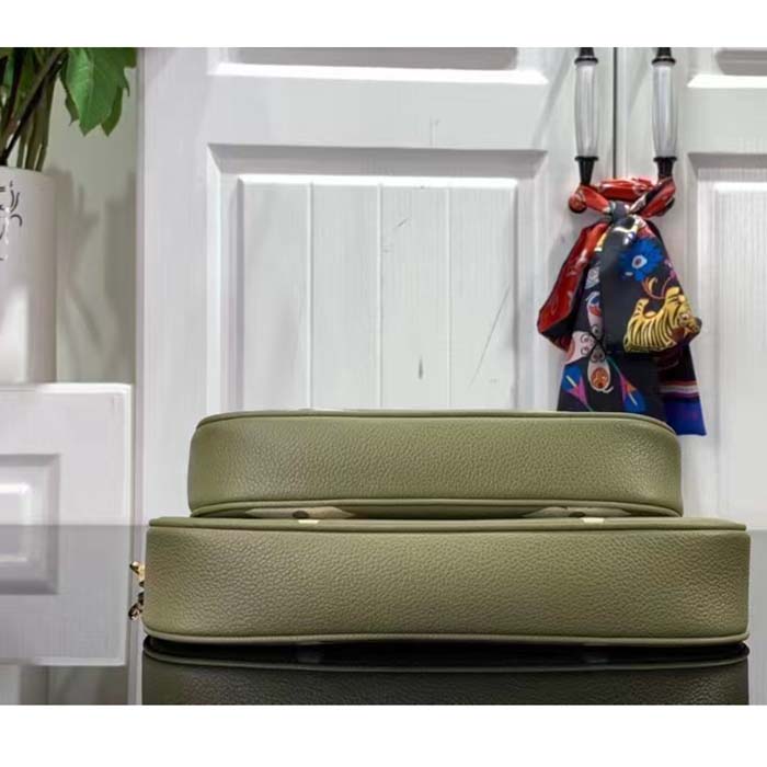 Louis Vuitton Women Multi Pochette Accessoires Light Khaki Cream Monogram Empreinte Embossed Grained Cowhide Leather Clutch