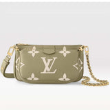 Louis Vuitton Women Multi Pochette Accessoires Light Khaki Cream Monogram Empreinte Embossed Grained Cowhide Leather Clutch