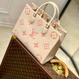 Louis Vuitton Women OnTheGo MM Tote Pink Embossed Supple Grained Cowhide Leather