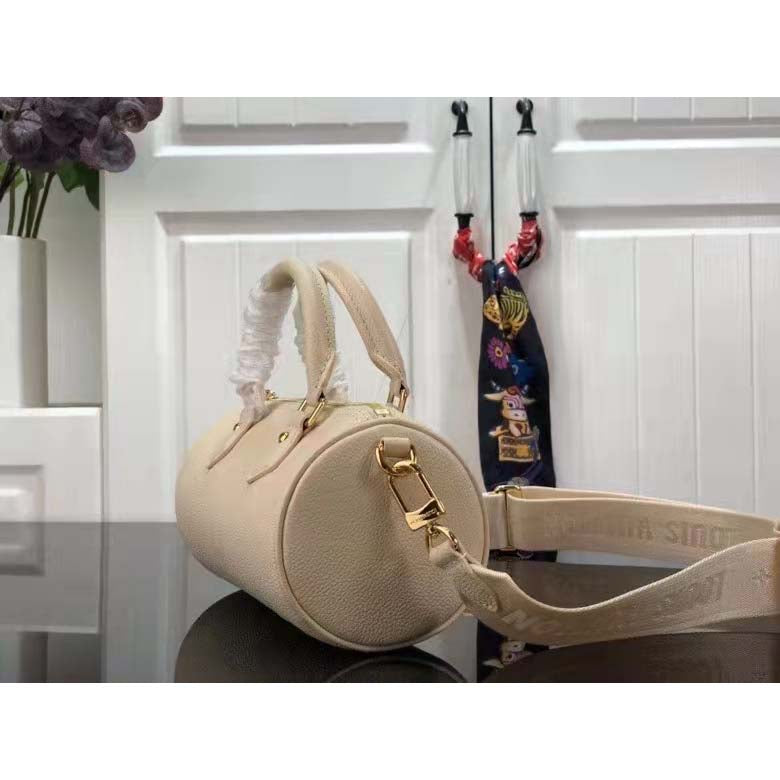 Louis Vuitton Women Papillon BB Bag Crème Beige Embossed Supple Grained Cowhide