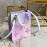 Louis Vuitton Women Petit Sac Plat Sunrise Pastel Monogram Coated Canvas Cowhide Handbag