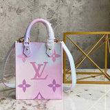 Louis Vuitton Women Petit Sac Plat Sunrise Pastel Monogram Coated Canvas Cowhide Handbag
