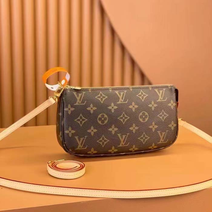 Louis Vuitton Women Pochette Accessoires Natural Cowhide Leather Trimmings Zipper Closure Clutch