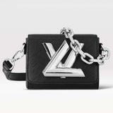 Louis Vuitton Women Twist Lock XL Black Epi Cowhide Leather Microfiber Lining Handbag