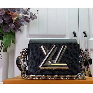 Louis Vuitton Women Twist Lock XL Black Epi Cowhide Leather Microfiber Lining Handbag