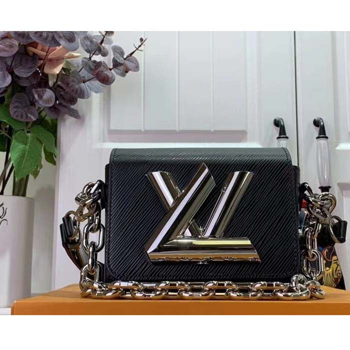 Louis Vuitton Women Twist Lock XL Black Epi Cowhide Leather Microfiber Lining Handbag