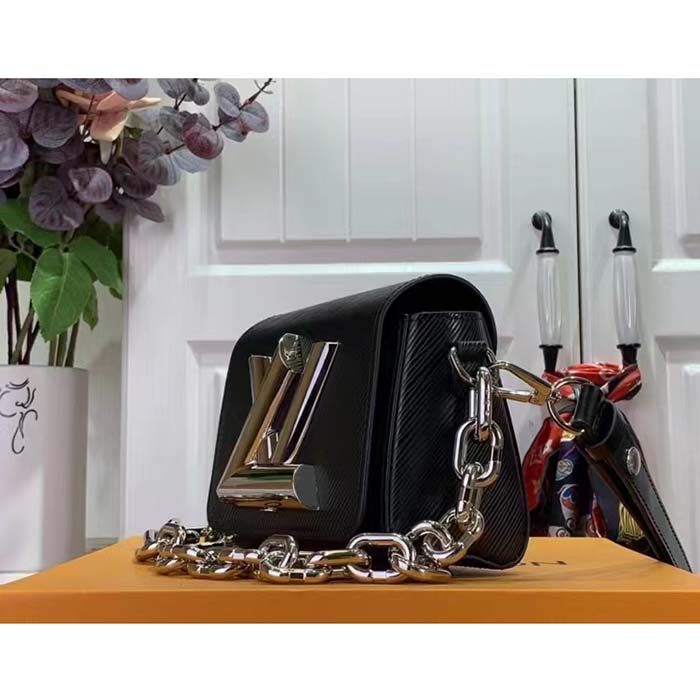 Louis Vuitton Women Twist Lock XL Black Epi Cowhide Leather Microfiber Lining Handbag