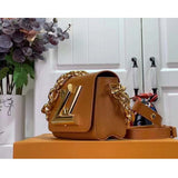 Louis Vuitton Women Twist Lock XL Gold Brown Epi Cowhide Leather Microfiber Handbag