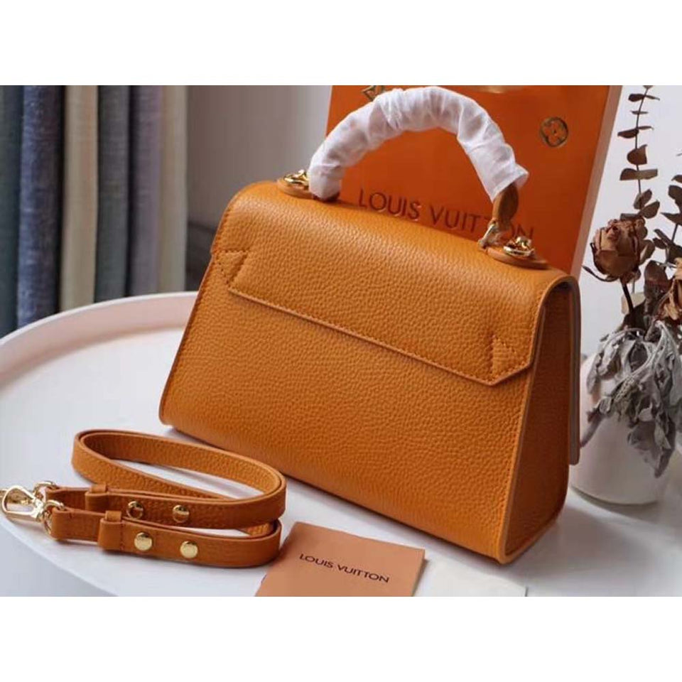 Louis Vuitton Women Twist One Handle PM Handbag in Taurillon Leather-Brown