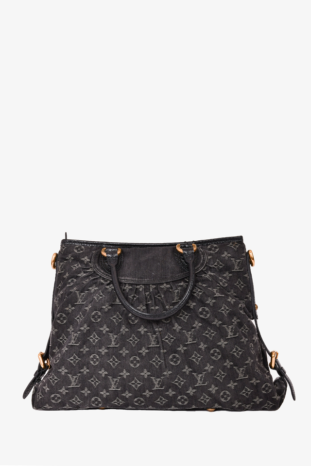 Louis Vuitton 2007 Black Denim Monogram Neo Cabby MM Tote