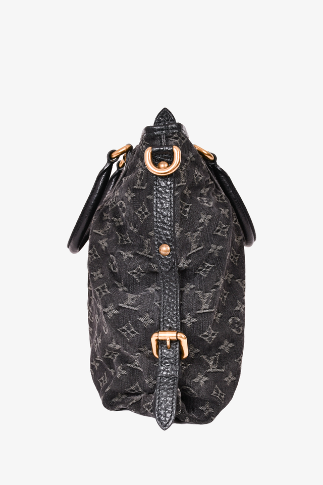 Louis Vuitton 2007 Black Denim Monogram Neo Cabby MM Tote
