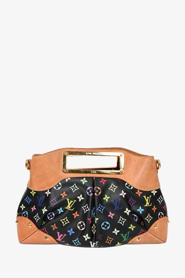Louis Vuitton 2012 Black Monogram Multicolore 'Judy' MM Top Handle Bag with Strap