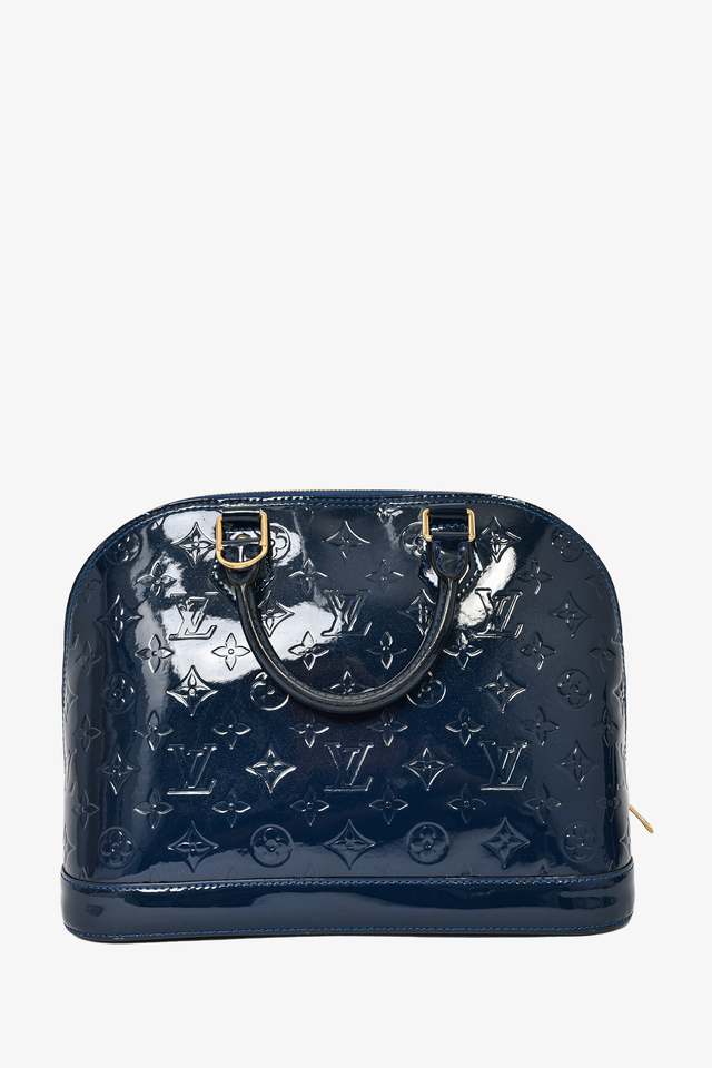 Louis Vuitton 2013 Navy Vernis 'Alma' PM Top Handle