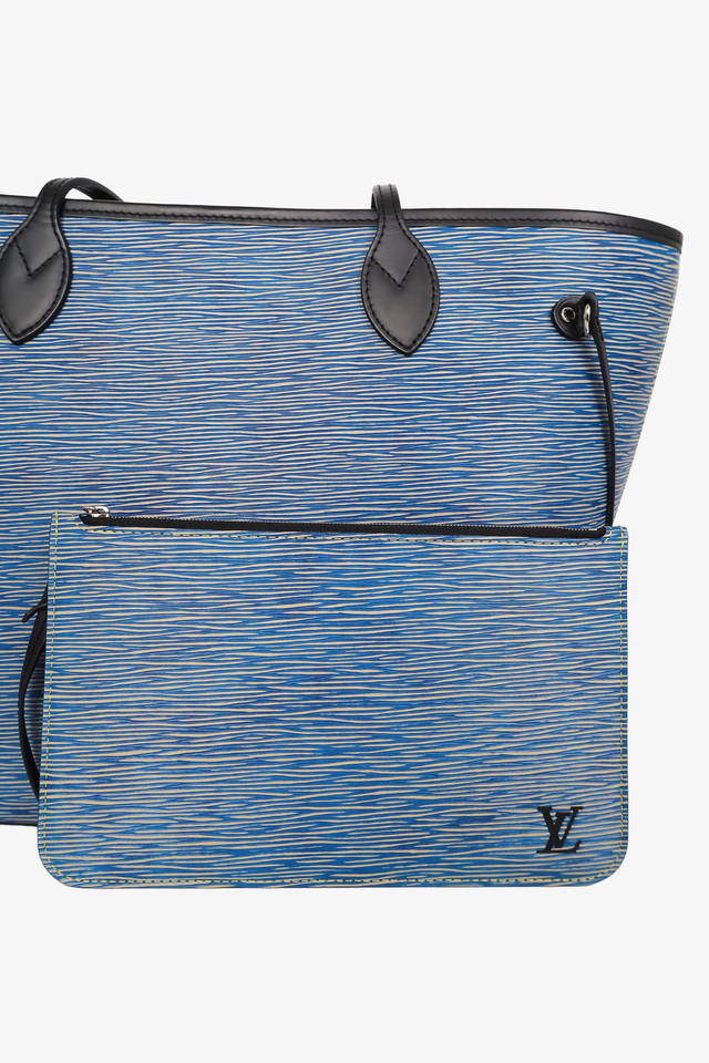 Louis Vuitton 2016 Blue/Black Epi Neverfull MM Tote With Pouch