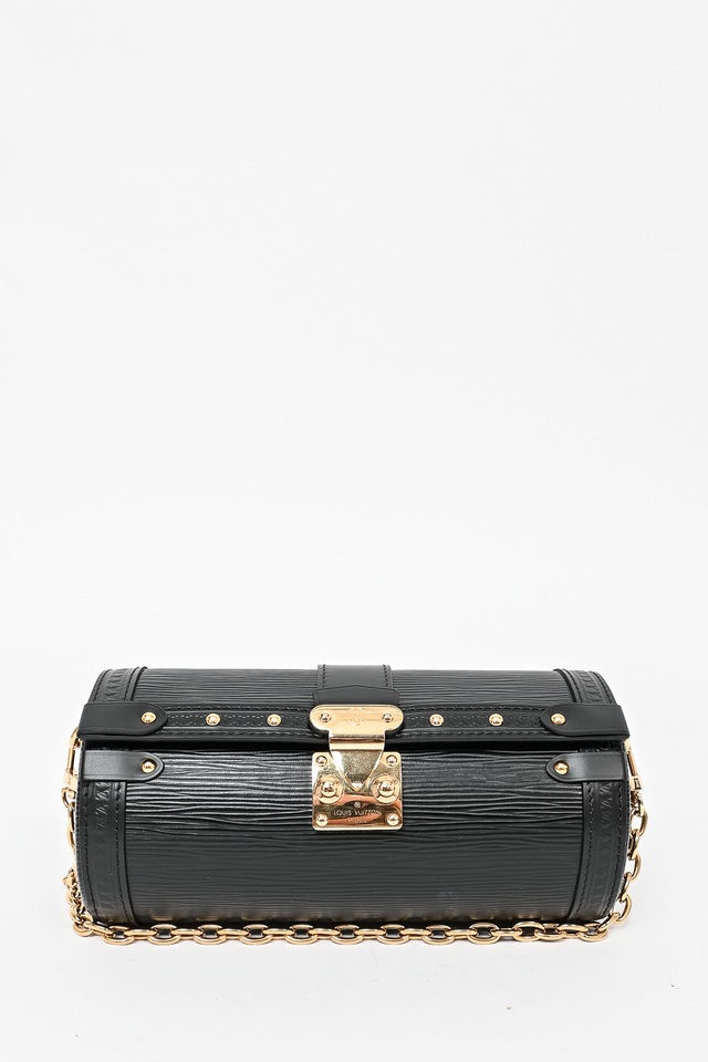 Louis Vuitton 2021 Black Epi Leather Papillon Trunk Bag with Chain and Leather Strap